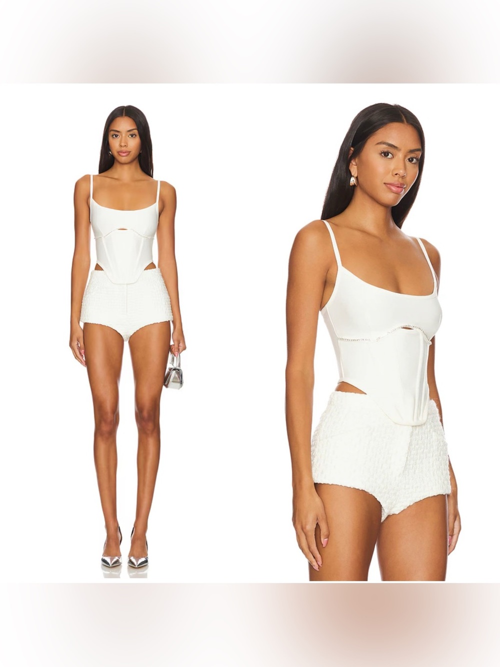 NWT superdown Gia rhinestone detail Corset Top in White
